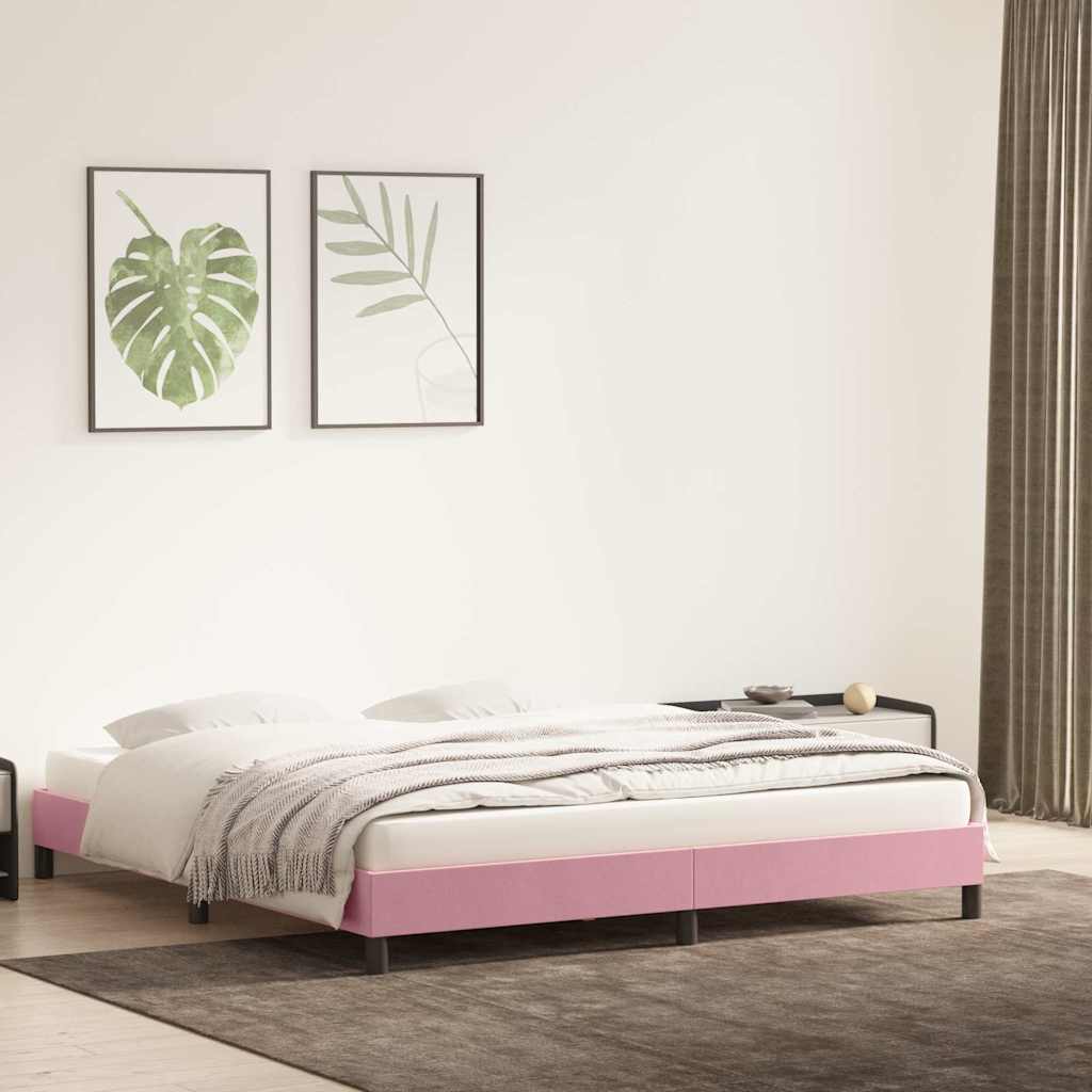 sengeramme uden madras 200x210 cm fløjl lyserød