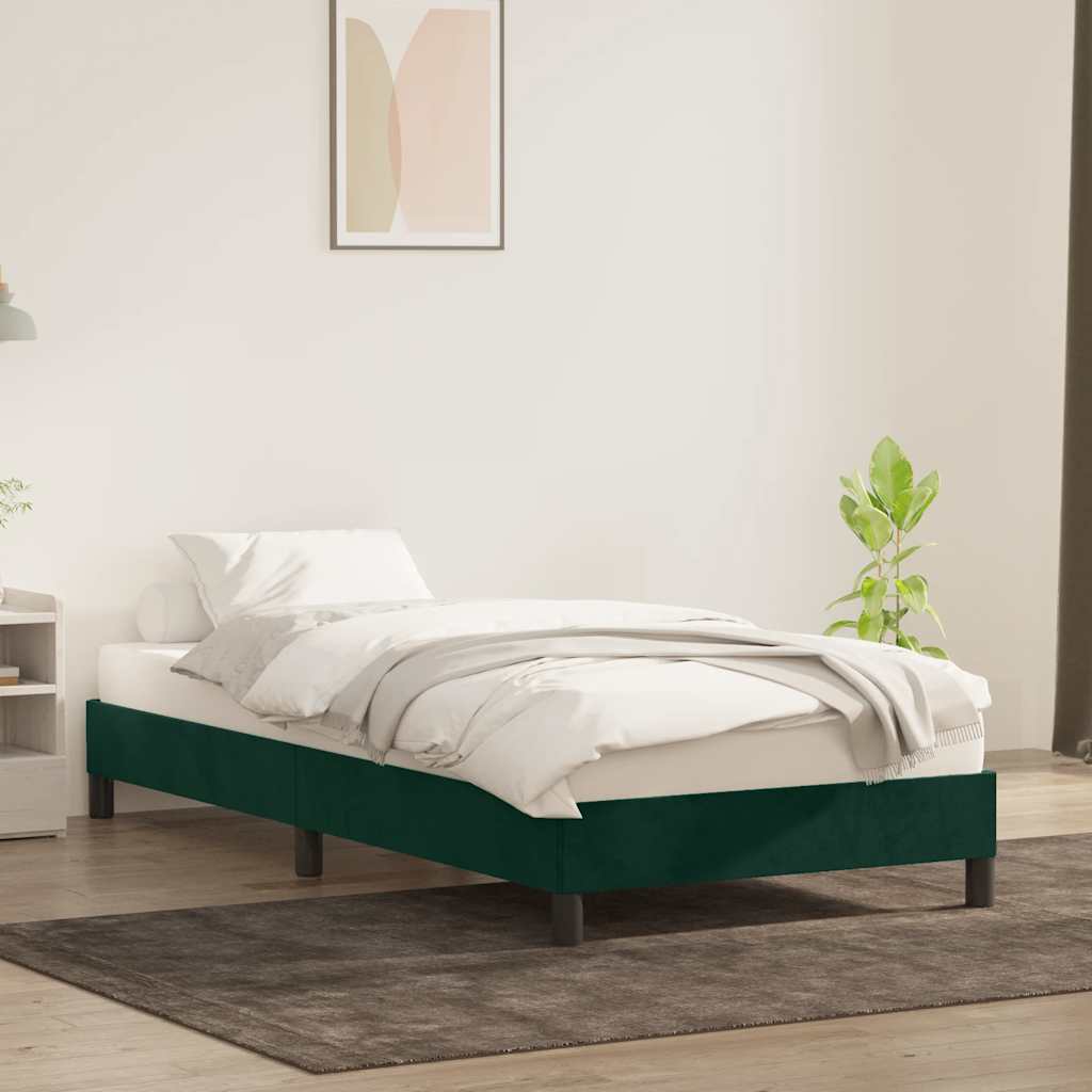 sengeramme uden madras 80x220 cm fløjl mørkegrøn