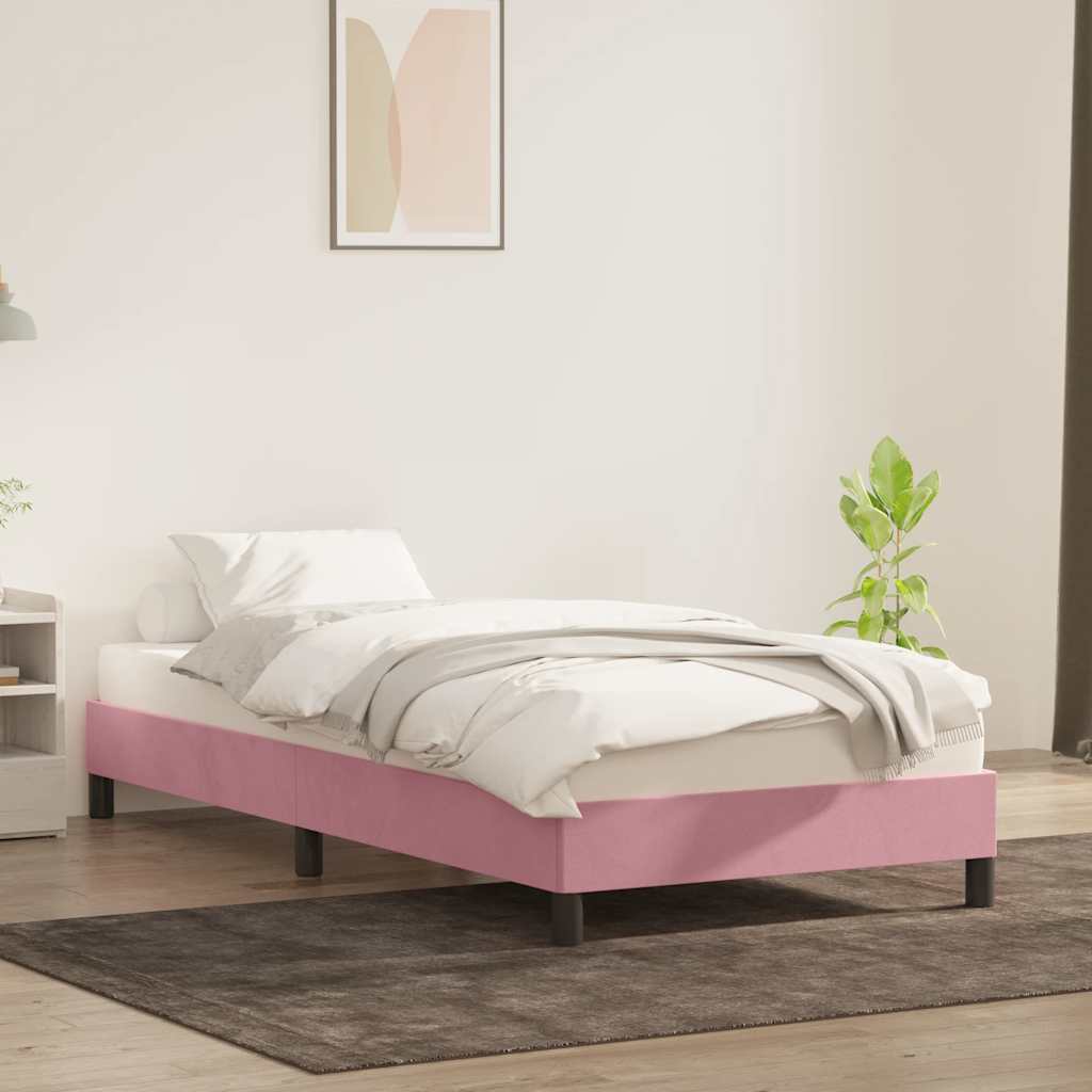 sengeramme uden madras 80x220 cm fløjl lyserød