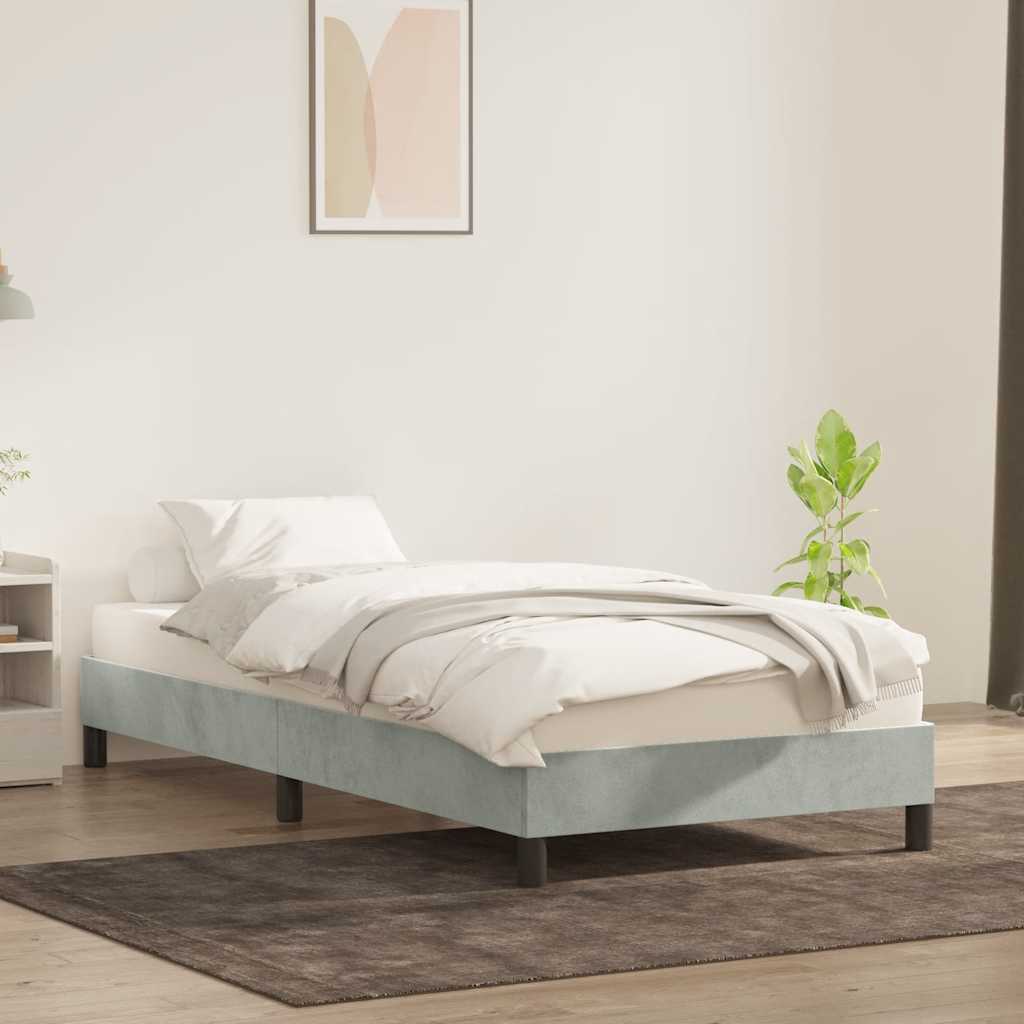 sengeramme uden madras 90x220 cm fløjl lysegrå