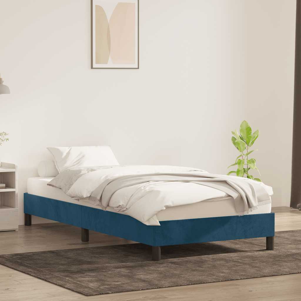 sengeramme uden madras 90x220 cm fløjl mørkeblå