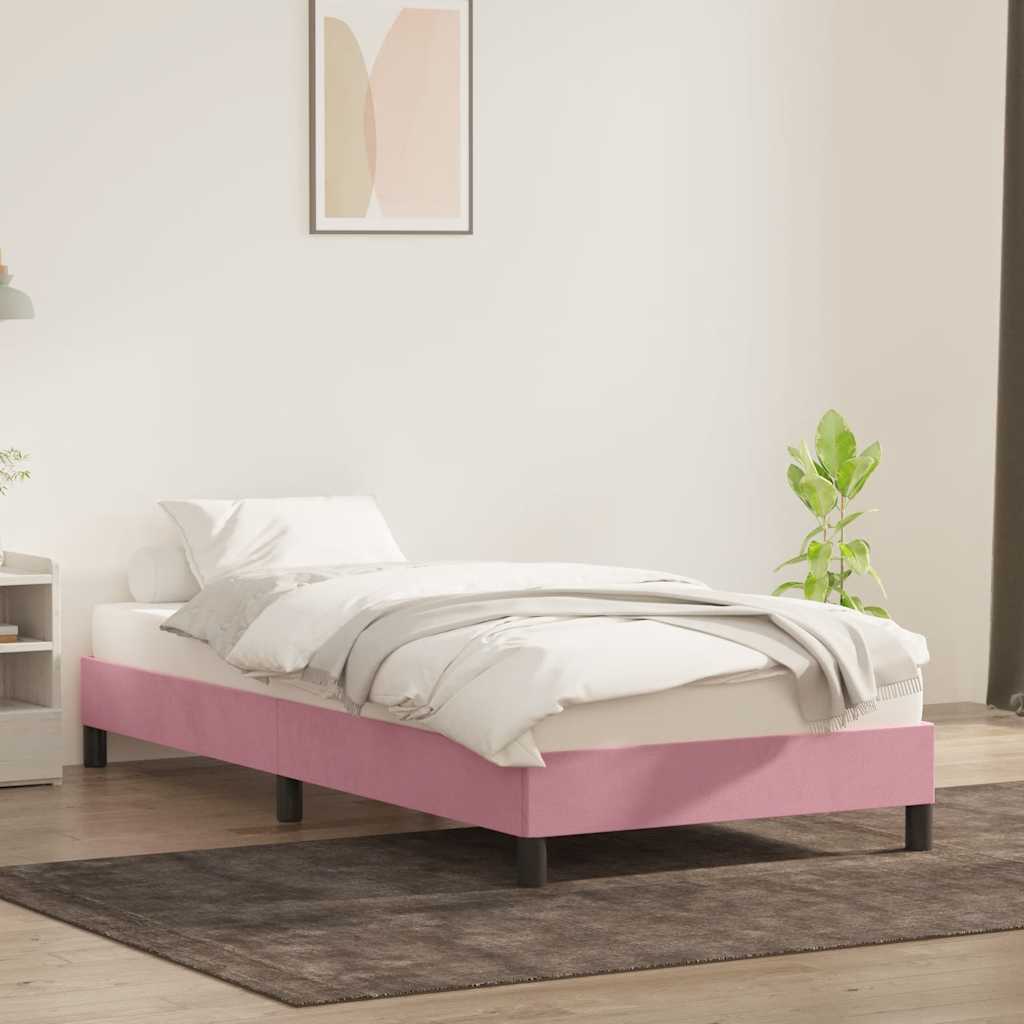 sengeramme uden madras 90x220 cm fløjl lyserød