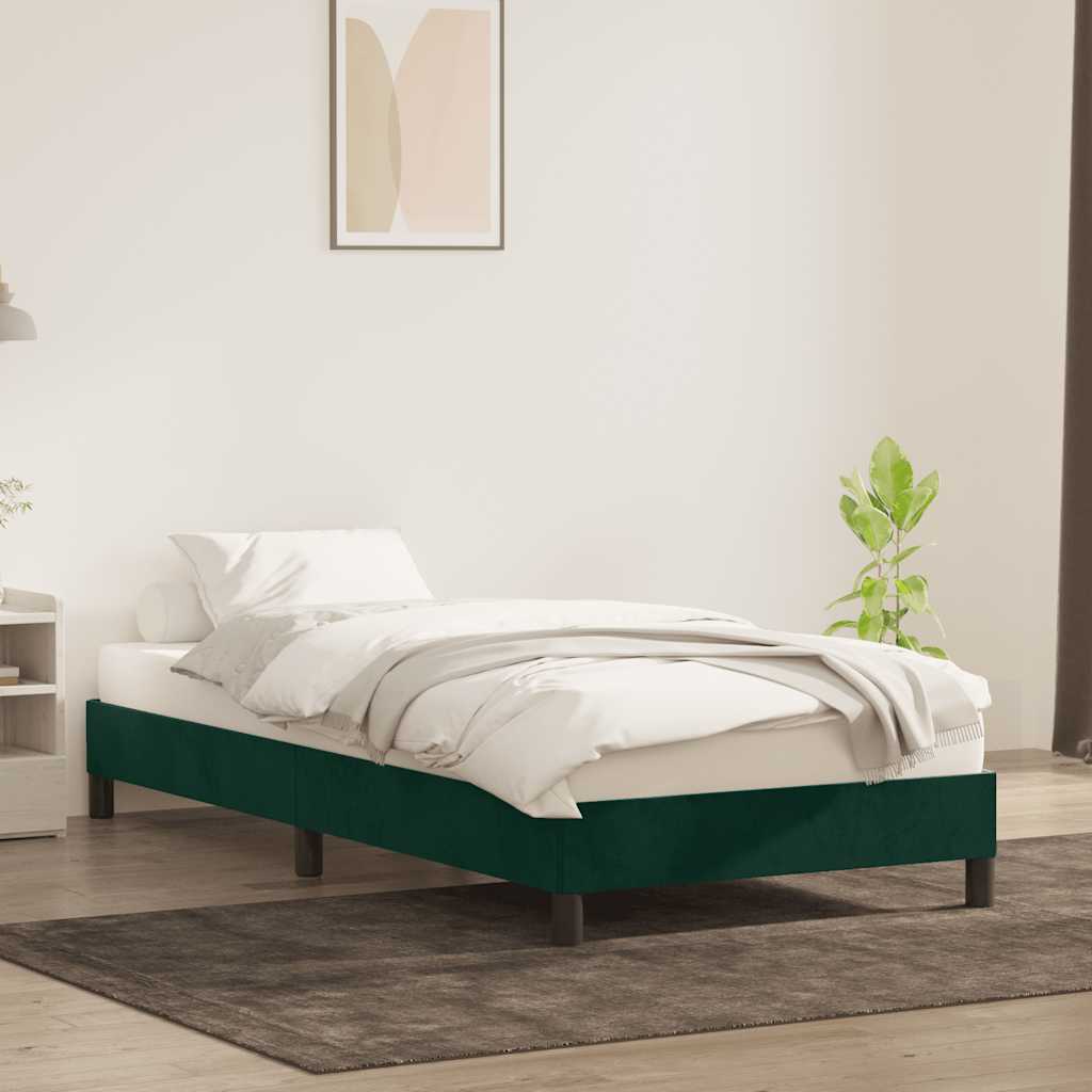 sengeramme uden madras 100x220 cm fløjl mørkegrøn