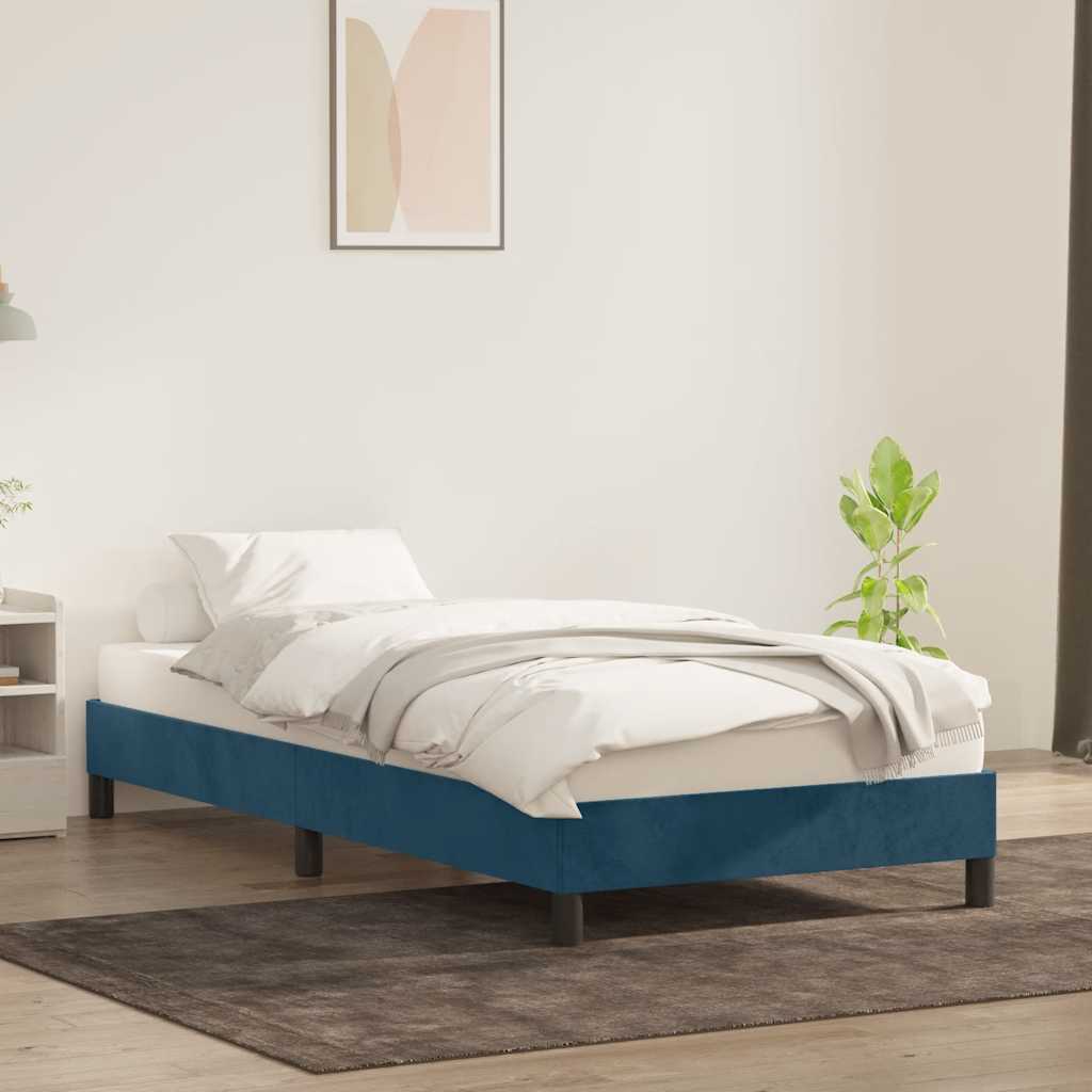 Sengeramme uden madras 100x220 cm fløjl mørkeblå