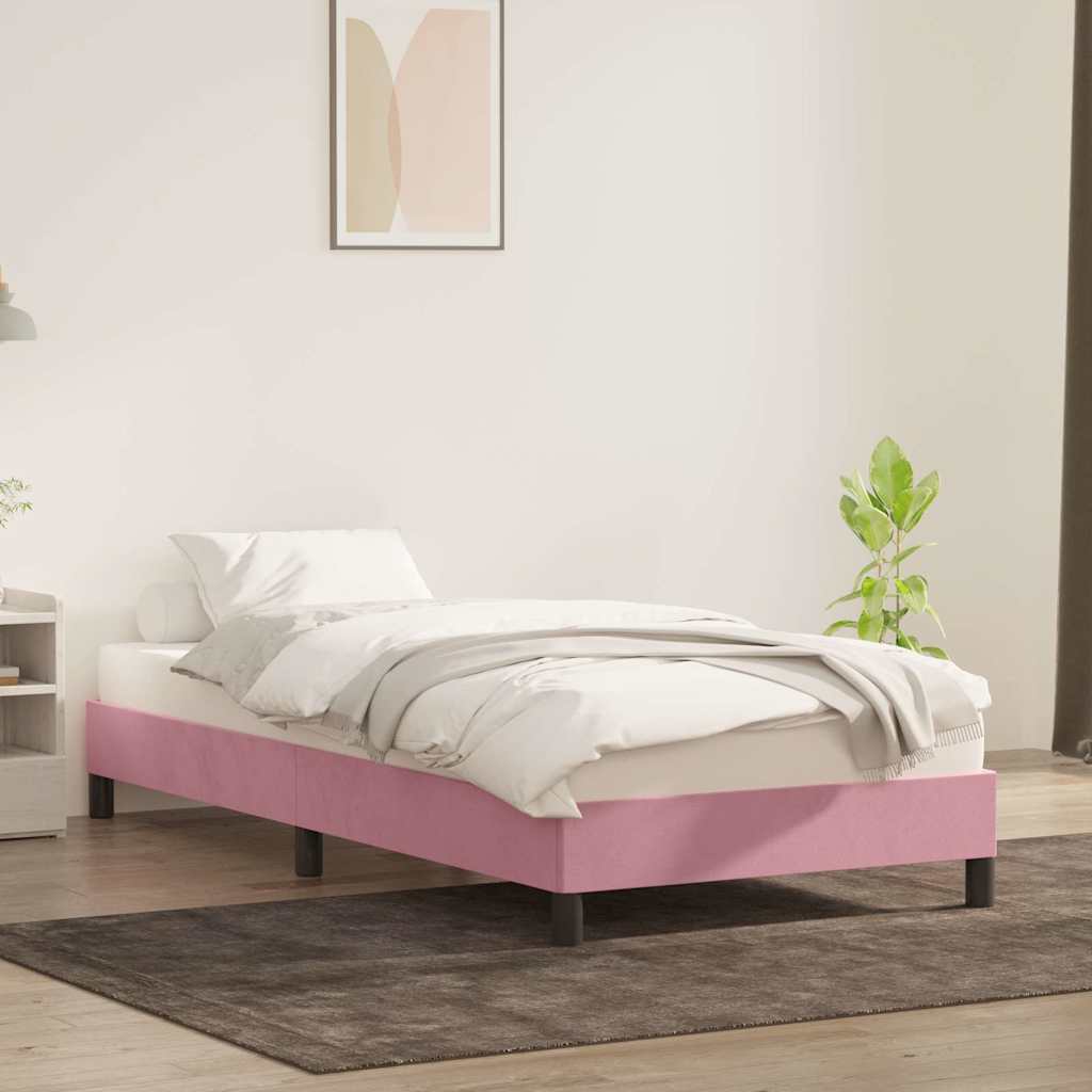 sengeramme uden madras 100x220 cm fløjl lyserød
