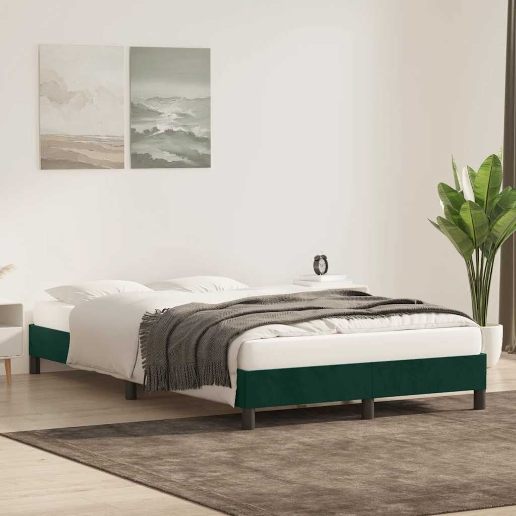 sengeramme uden madras 120x220 cm fløjl mørkegrøn