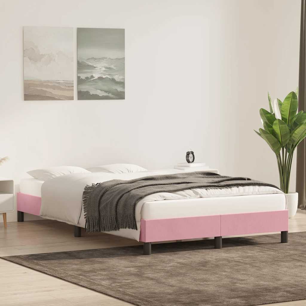 sengeramme uden madras 120x220 cm fløjl lyserød