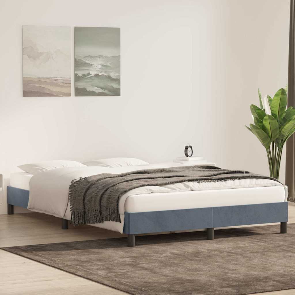 sengeramme uden madras 140x220 cm fløjl mørkegrå