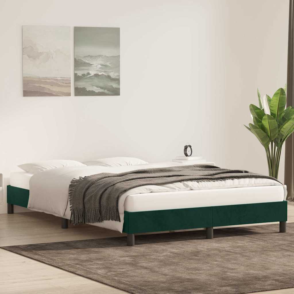 sengeramme uden madras 140x220 cm fløjl mørkegrøn