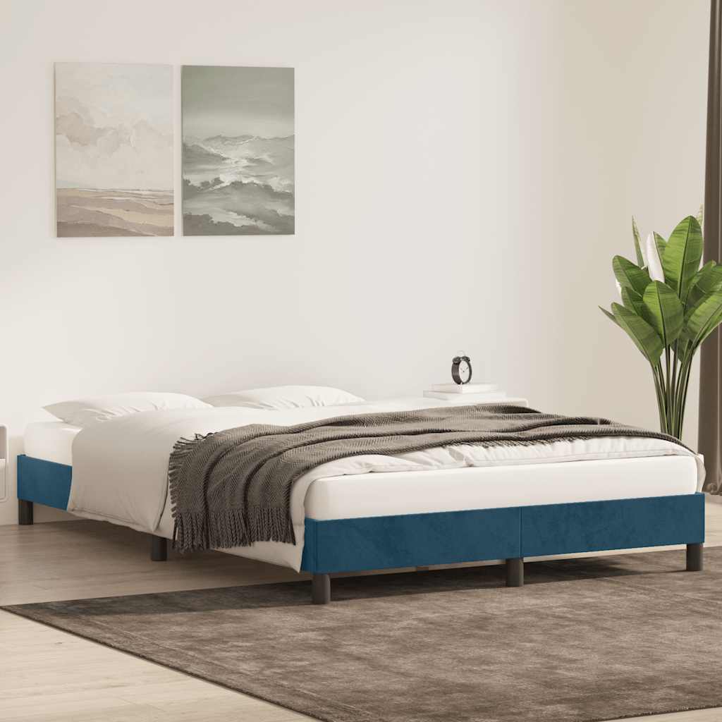 sengeramme uden madras 140x220 cm fløjl mørkeblå