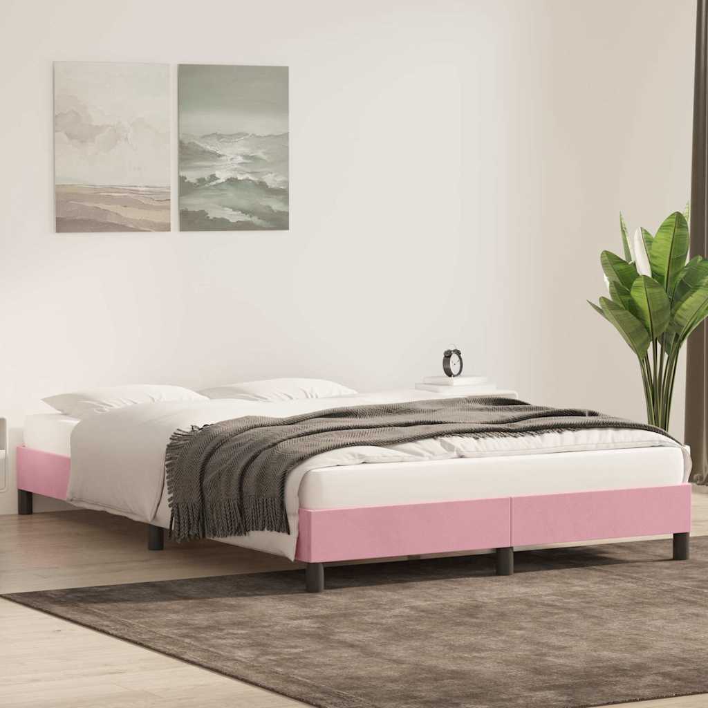 sengeramme uden madras 140x220 cm fløjl lyserød