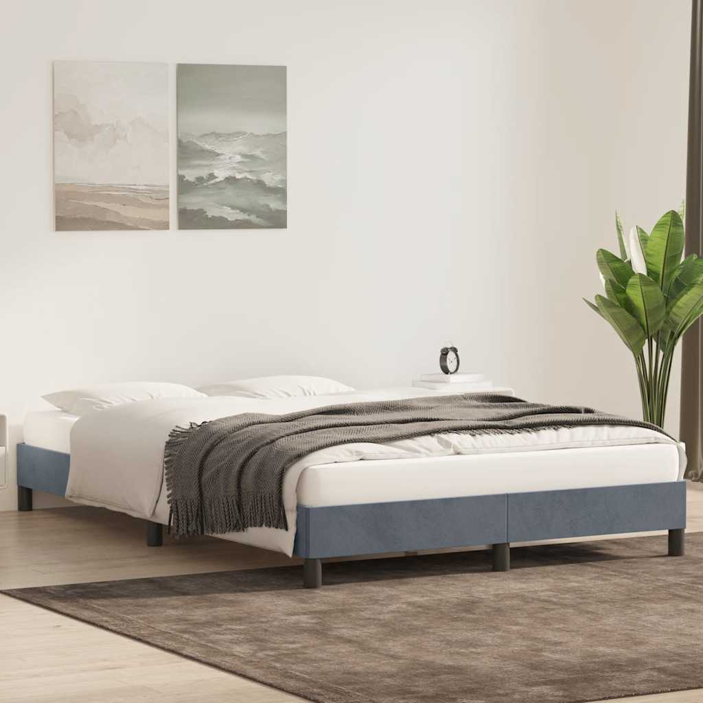 sengeramme uden madras 160x220 cm fløjl mørkegrå