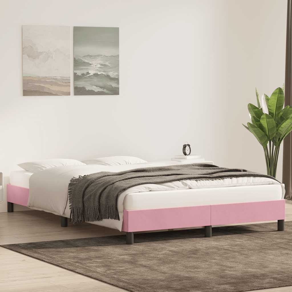 sengeramme uden madras 160x220 cm fløjl lyserød