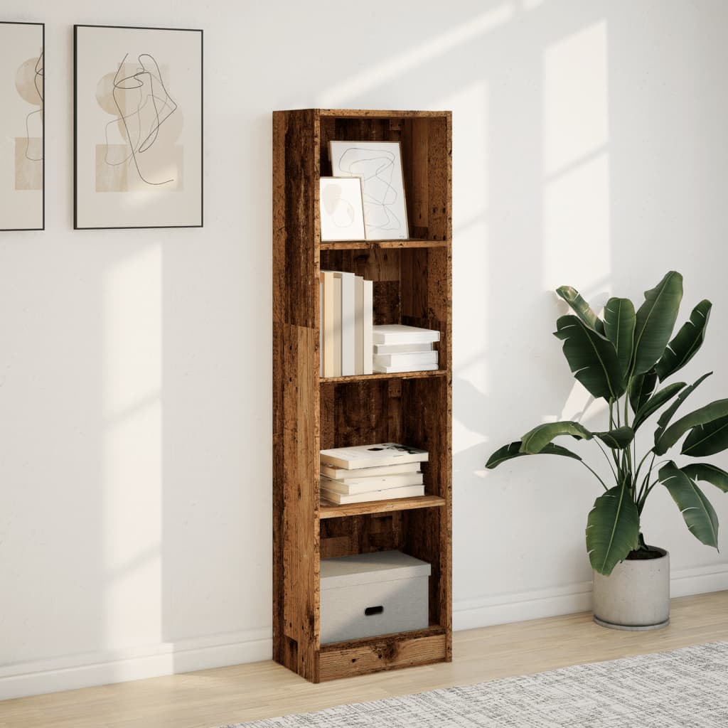 bogreol 40x24x143 cm konstrueret træ antikt træ
