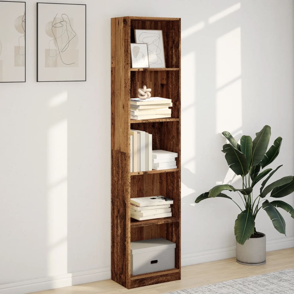 bogreol 40x24x176 cm konstrueret træ antikt træ