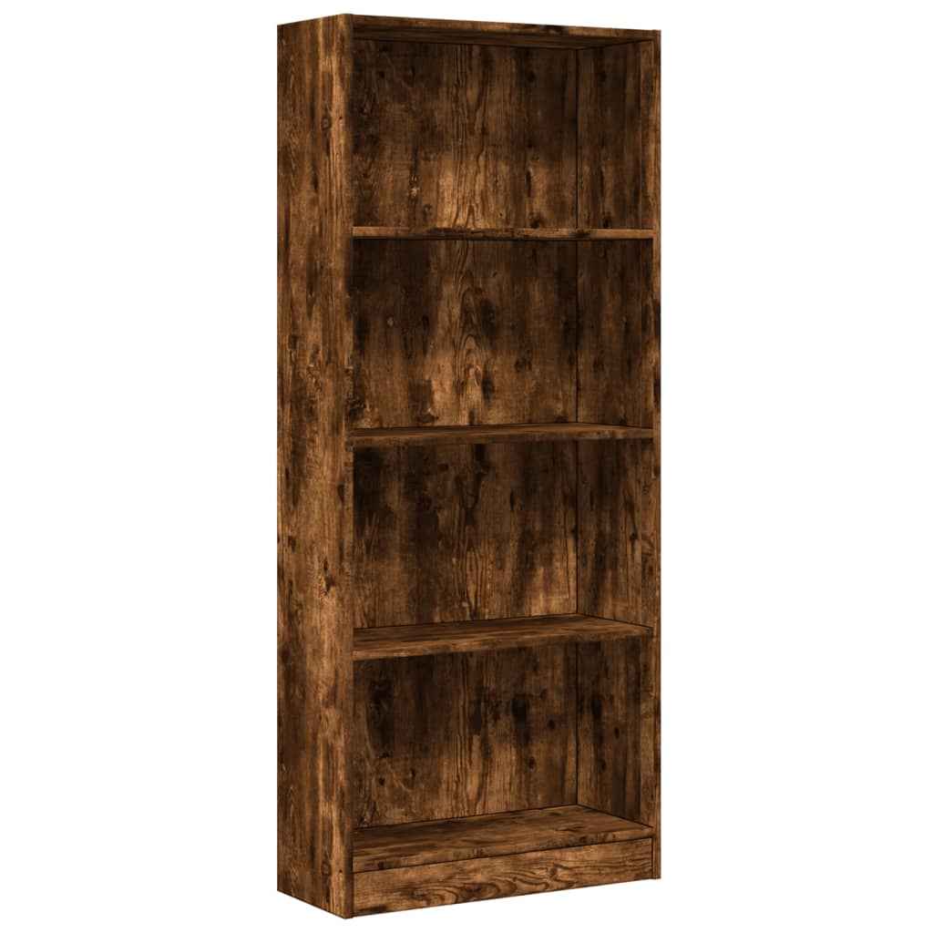 bogreol 60x24x143 cm konstrueret træ røget egetræsfarve