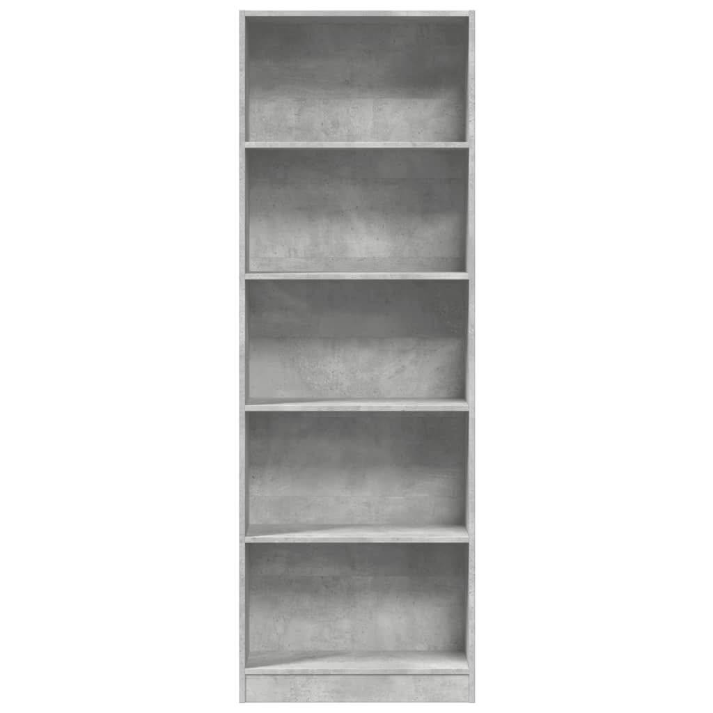 bogreol 60x24x176 cm konstrueret træ betongrå