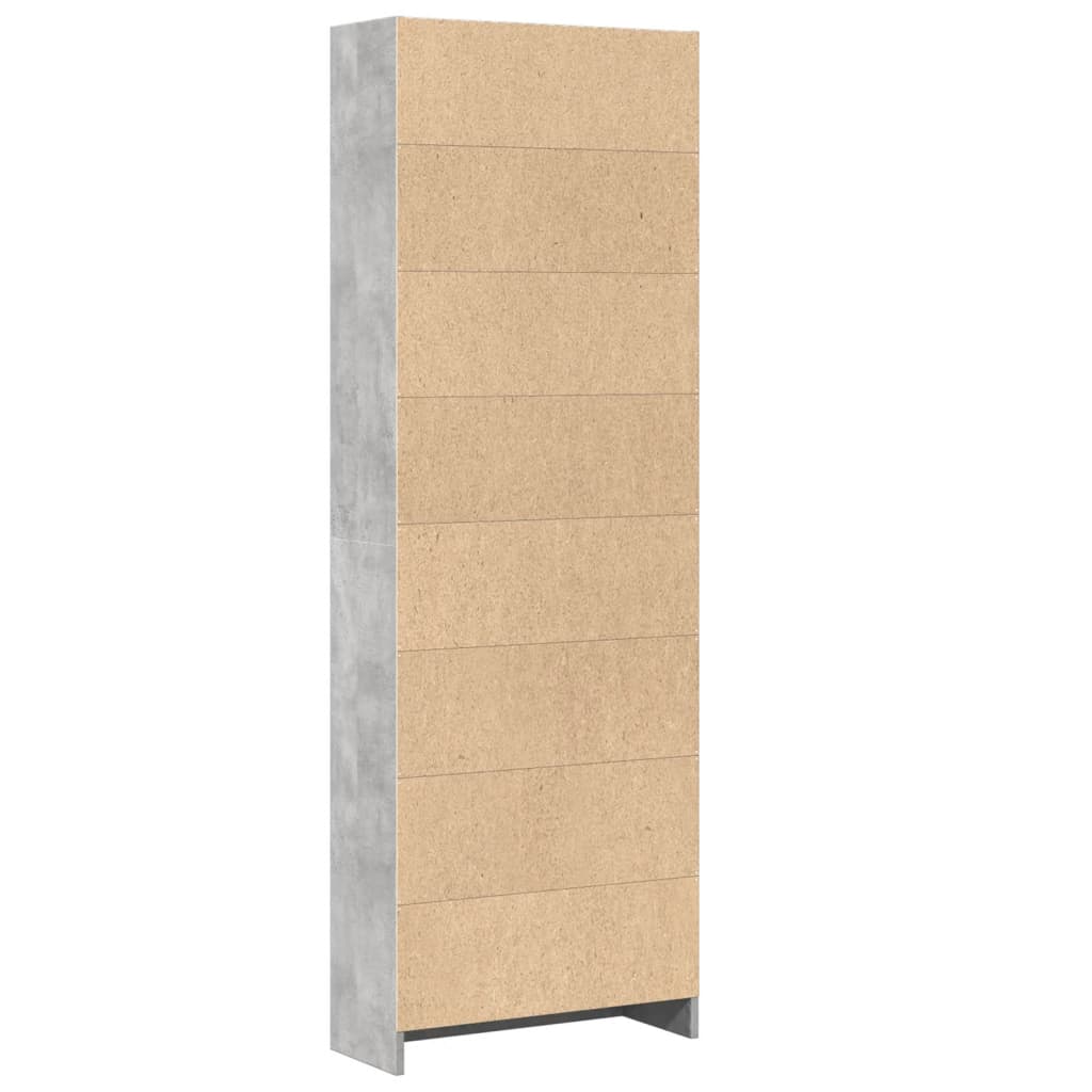 bogreol 60x24x176 cm konstrueret træ betongrå