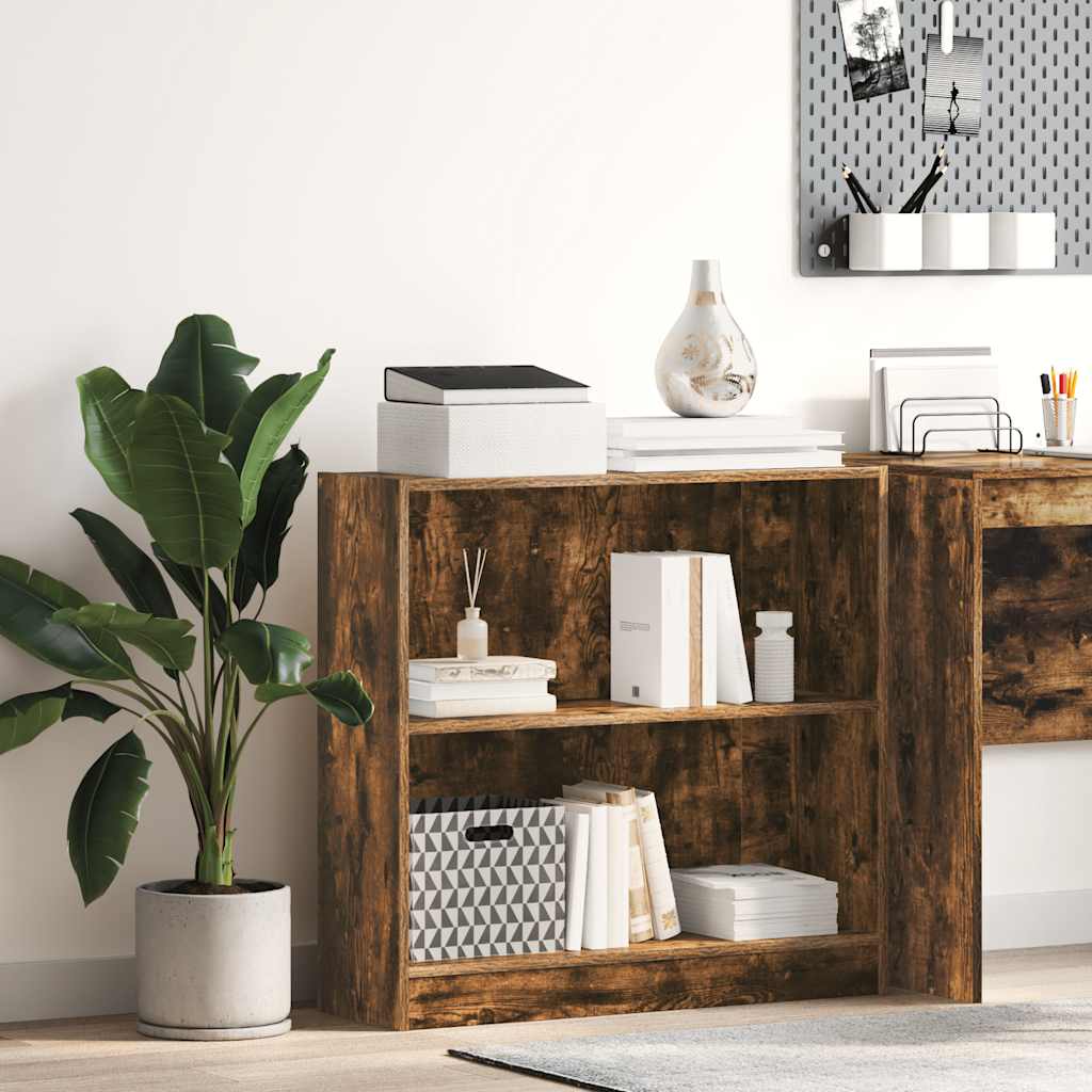 bogreol 80x24x76 cm konstrueret træ røget egetræsfarve