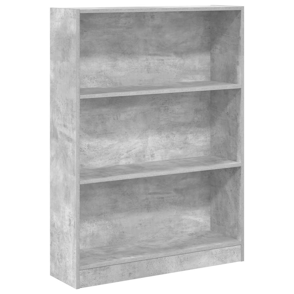 bogreol 80x24x109 cm konstrueret træ betongrå