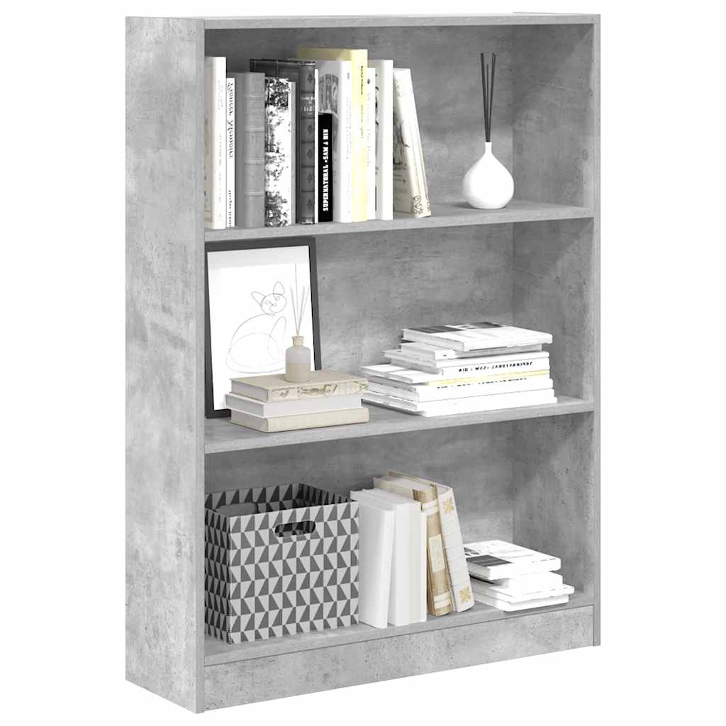 bogreol 80x24x109 cm konstrueret træ betongrå