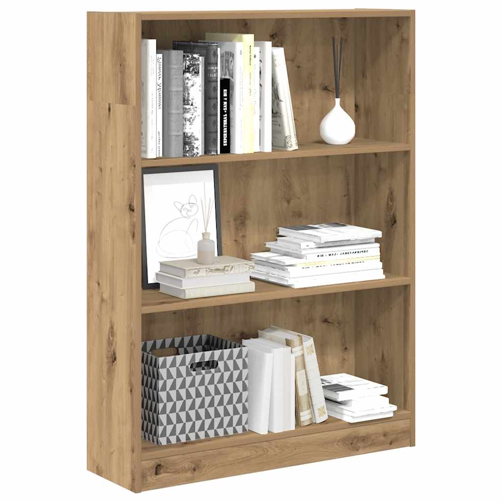 bogreol 80x24x109 cm konstrueret træ egetræsfarve