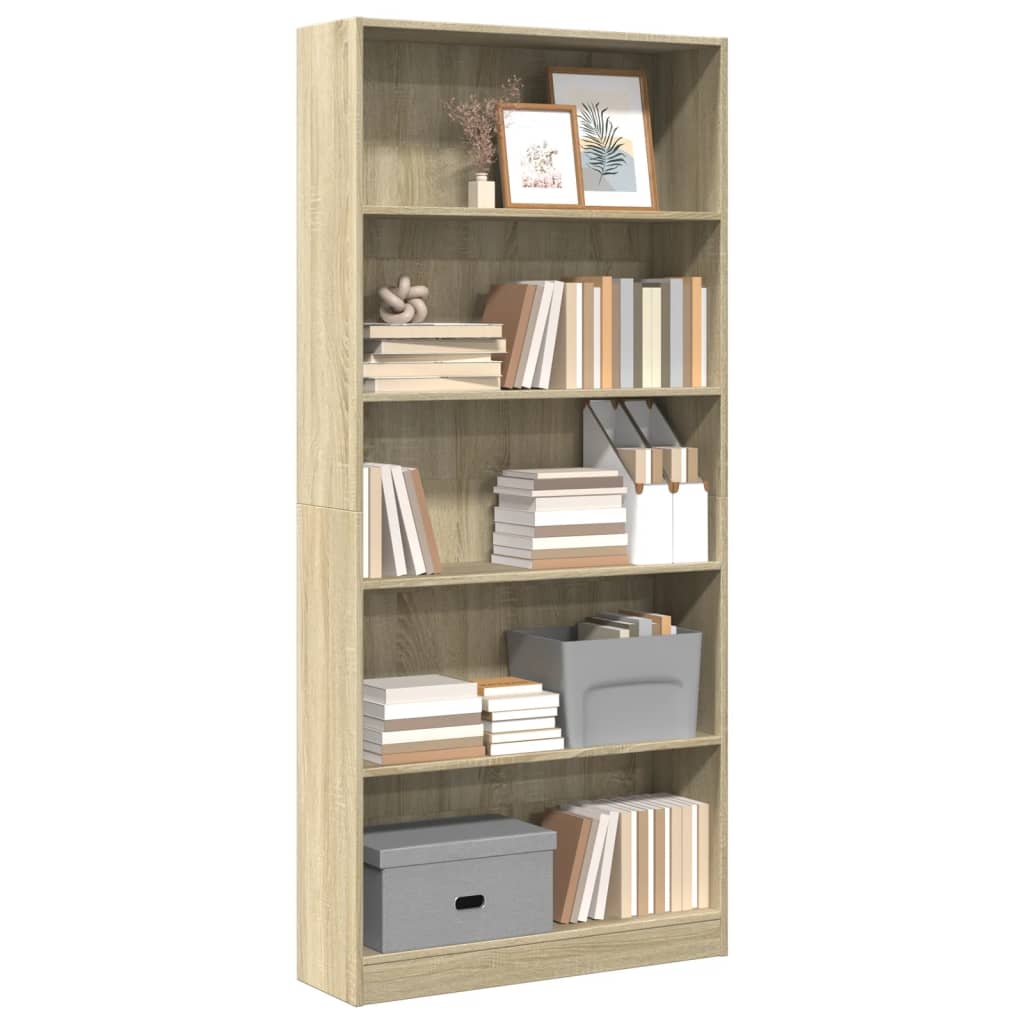 bogreol Sonoma eg 80x24x176 cm konstrueret træ