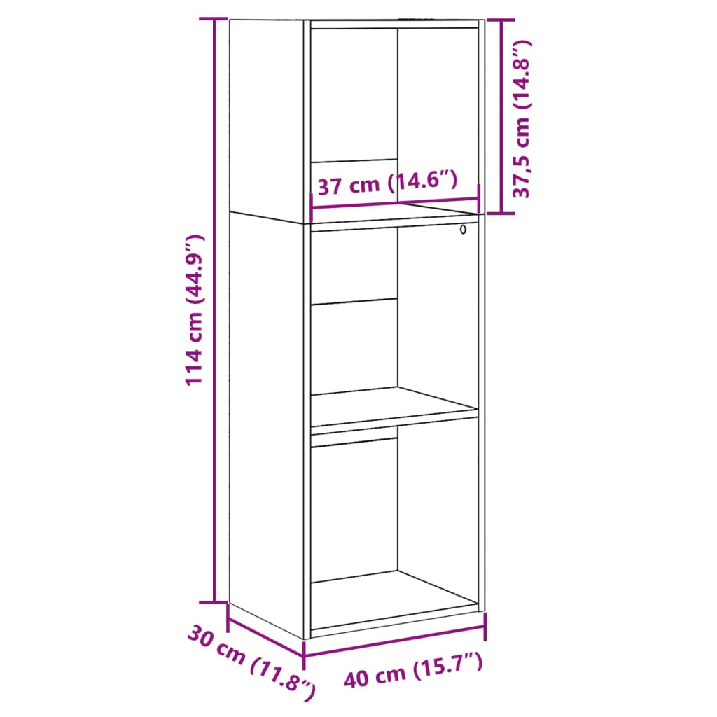 bogreol 40x30x114 cm konstrueret træ antikt træ