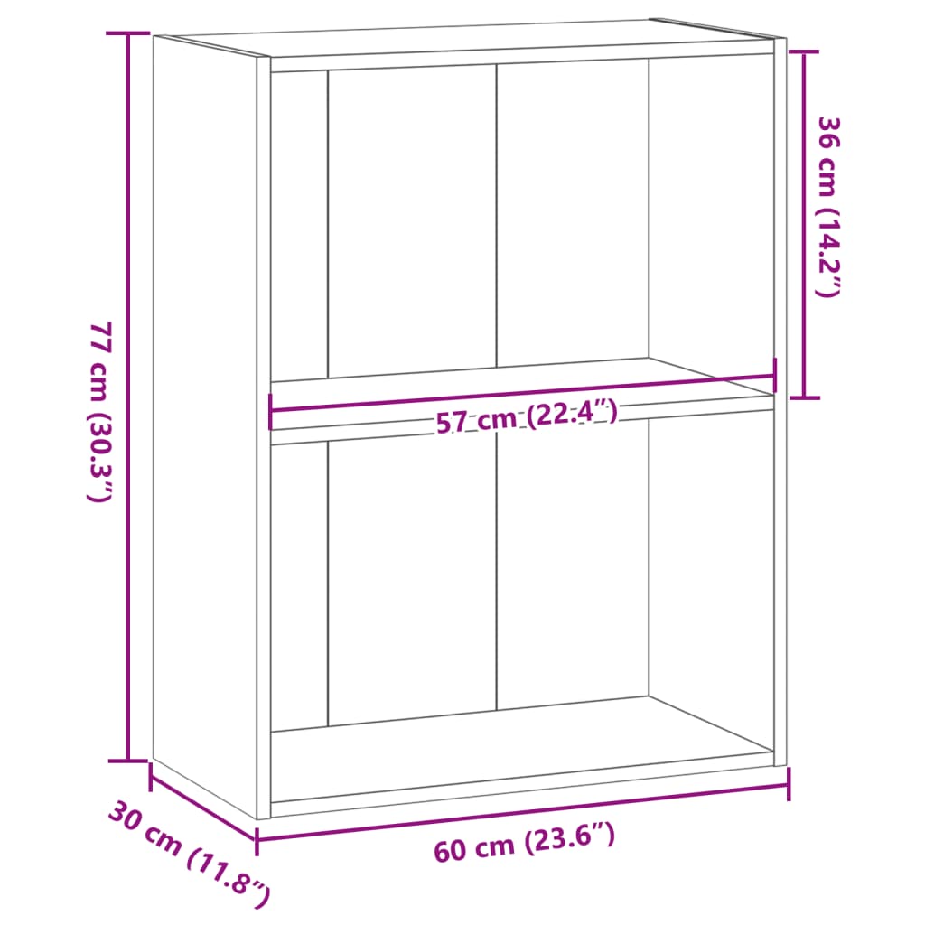 bogreol 60x30x77 cm konstrueret træ røget egetræsfarve