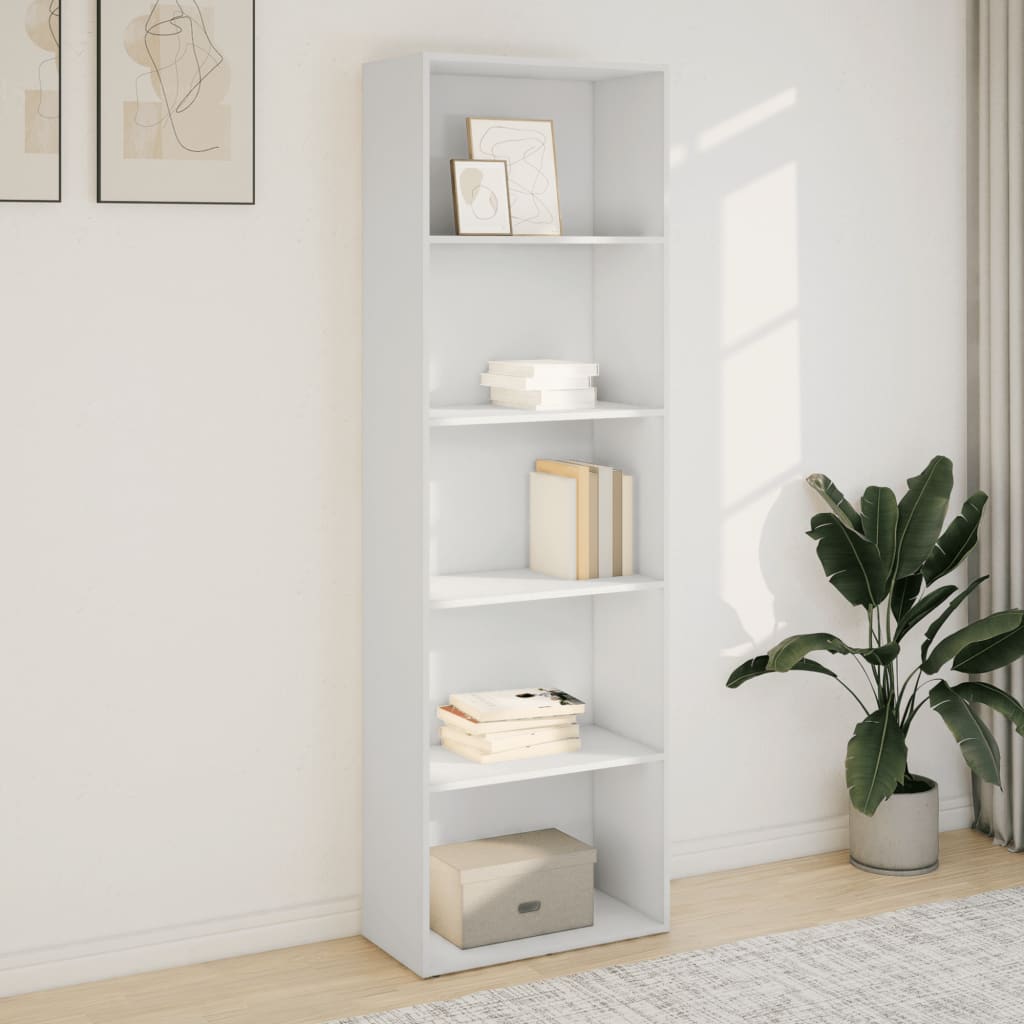 bogreol 60x30x189 cm konstrueret træ hvid
