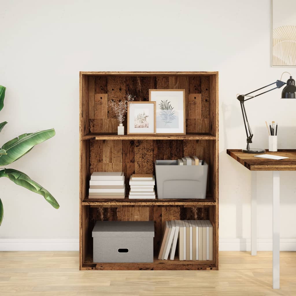 bogreol 80x30x114 cm konstrueret træ gammelt trælook