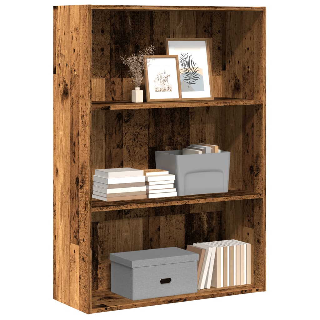 bogreol 80x30x114 cm konstrueret træ gammelt trælook