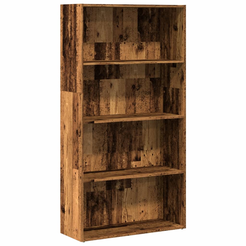 bogreol 80x30x152 cm konstrueret træ gammelt trælook