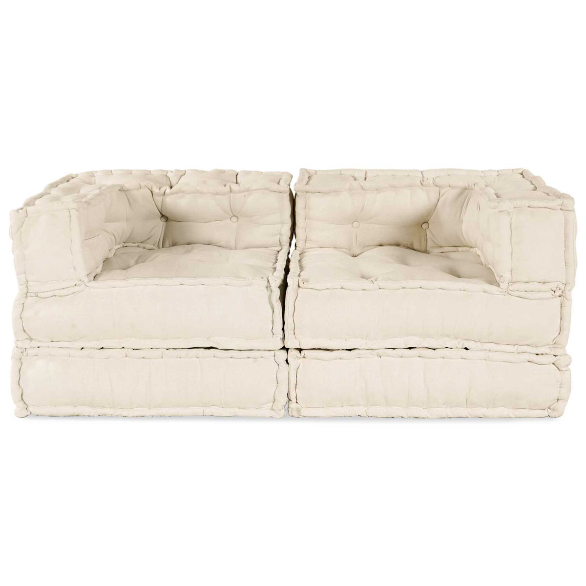 Modulssofa Enhed 2 stk. Stof Cremefarvet 140 x 70 x 56 cm
