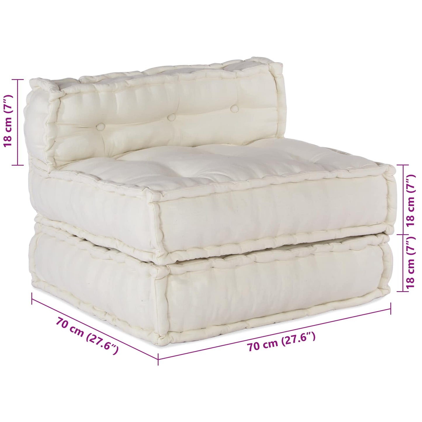 Modulssofa Enhed Stof Cremefarvet 210 x 70 x 56 cm