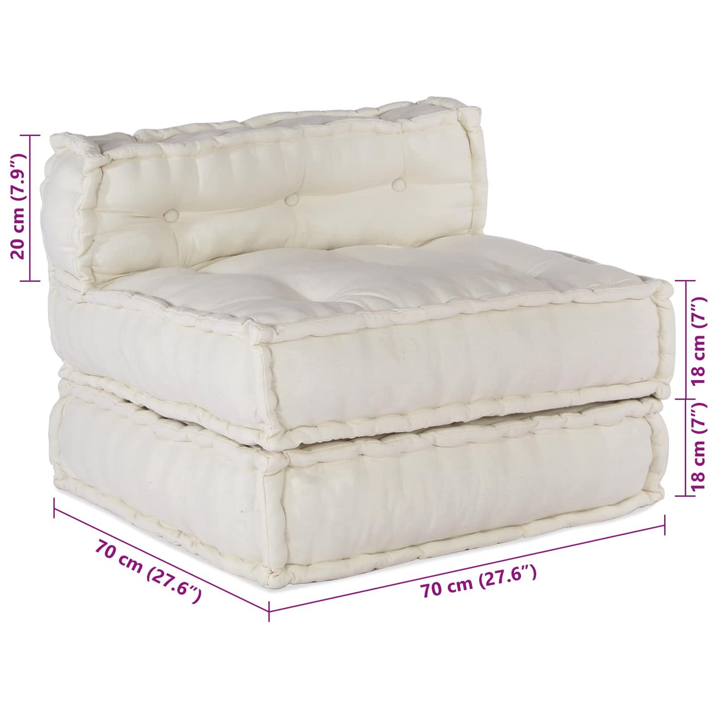 Modulssofa Enhed Stof Cremefarvet 210 x 140 x 56 cm