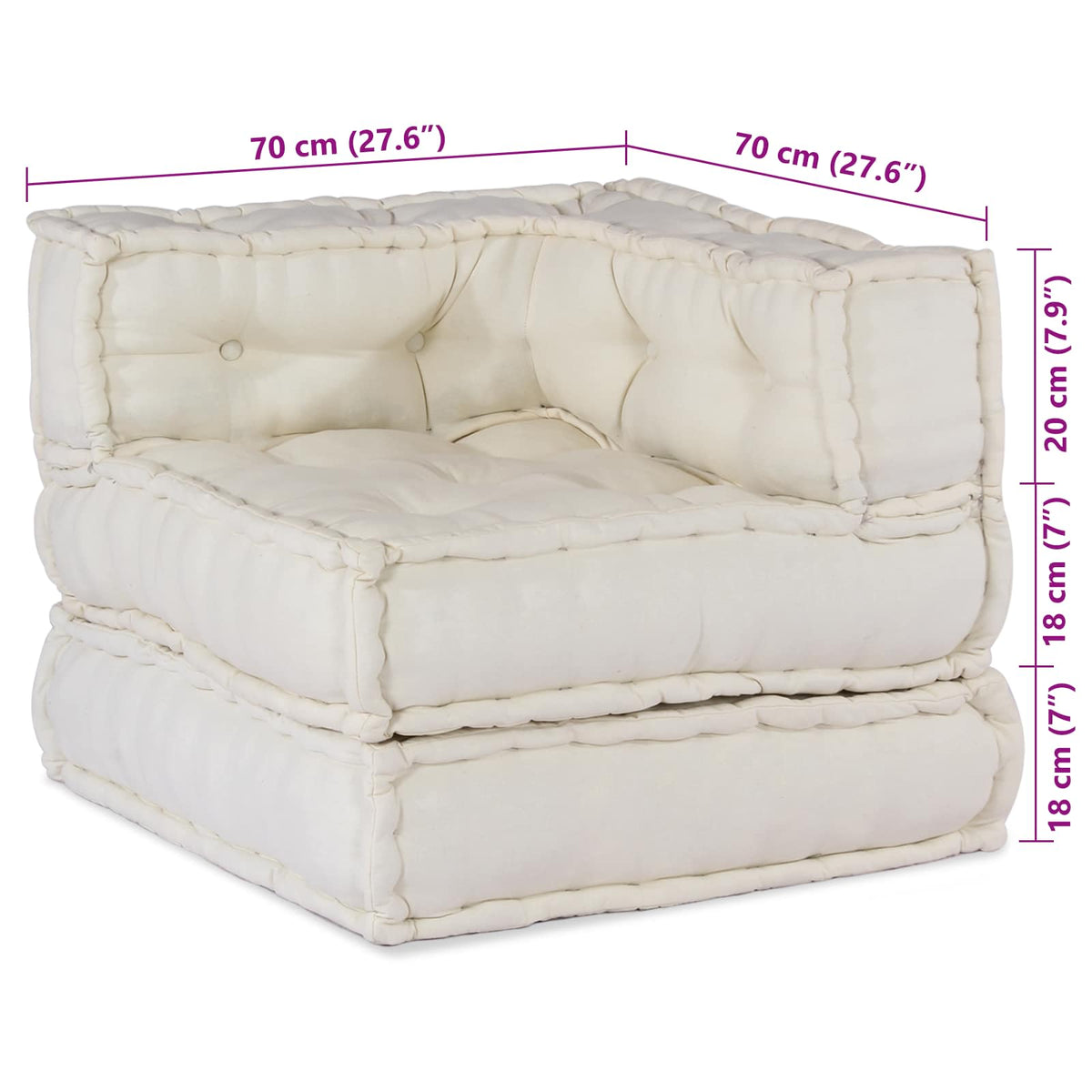 Modulssofa Enhed Stof Cremefarvet 210 x 140 x 56 cm