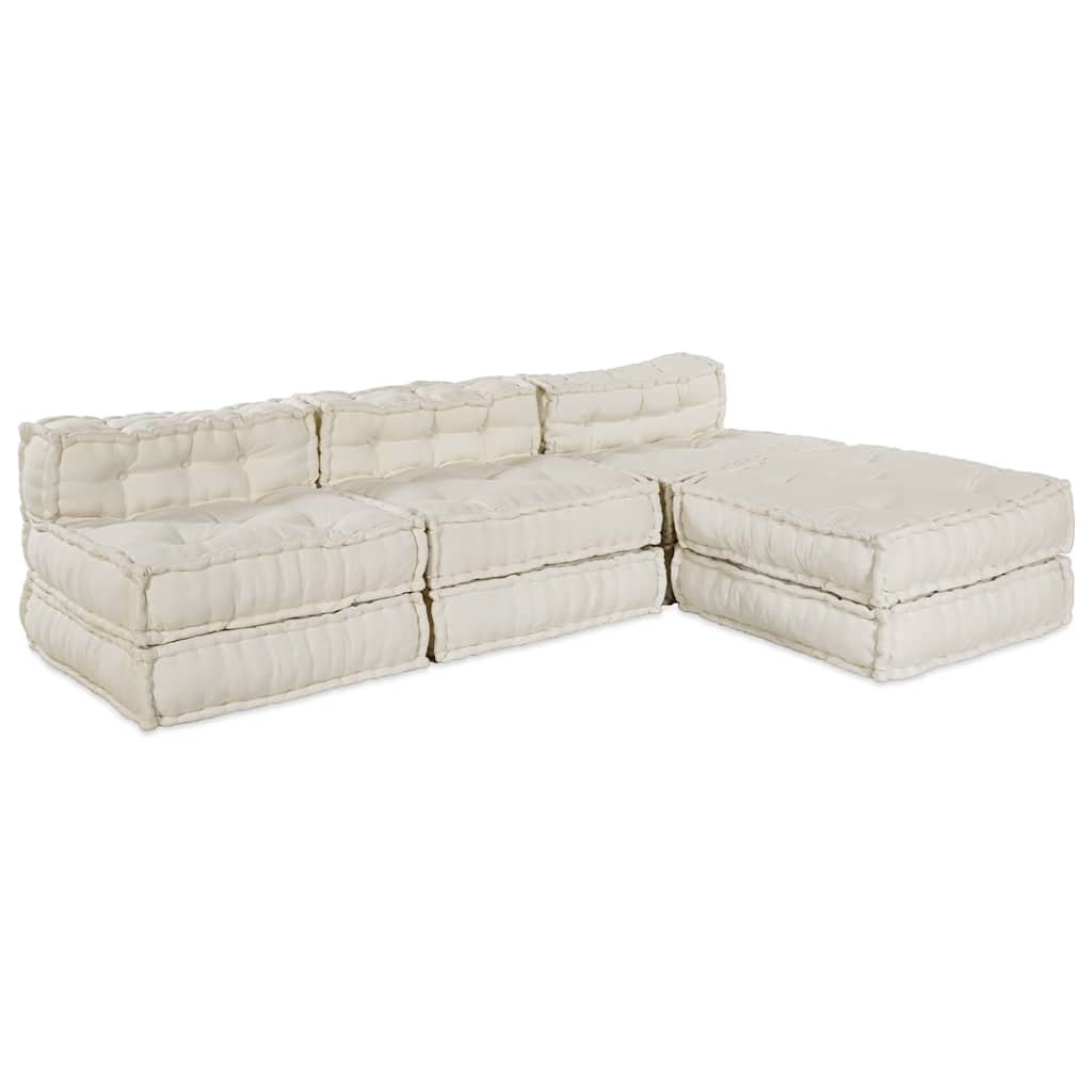 Modulssofa Enhed Stof Cremefarvet 210 x 140 x 56 cm