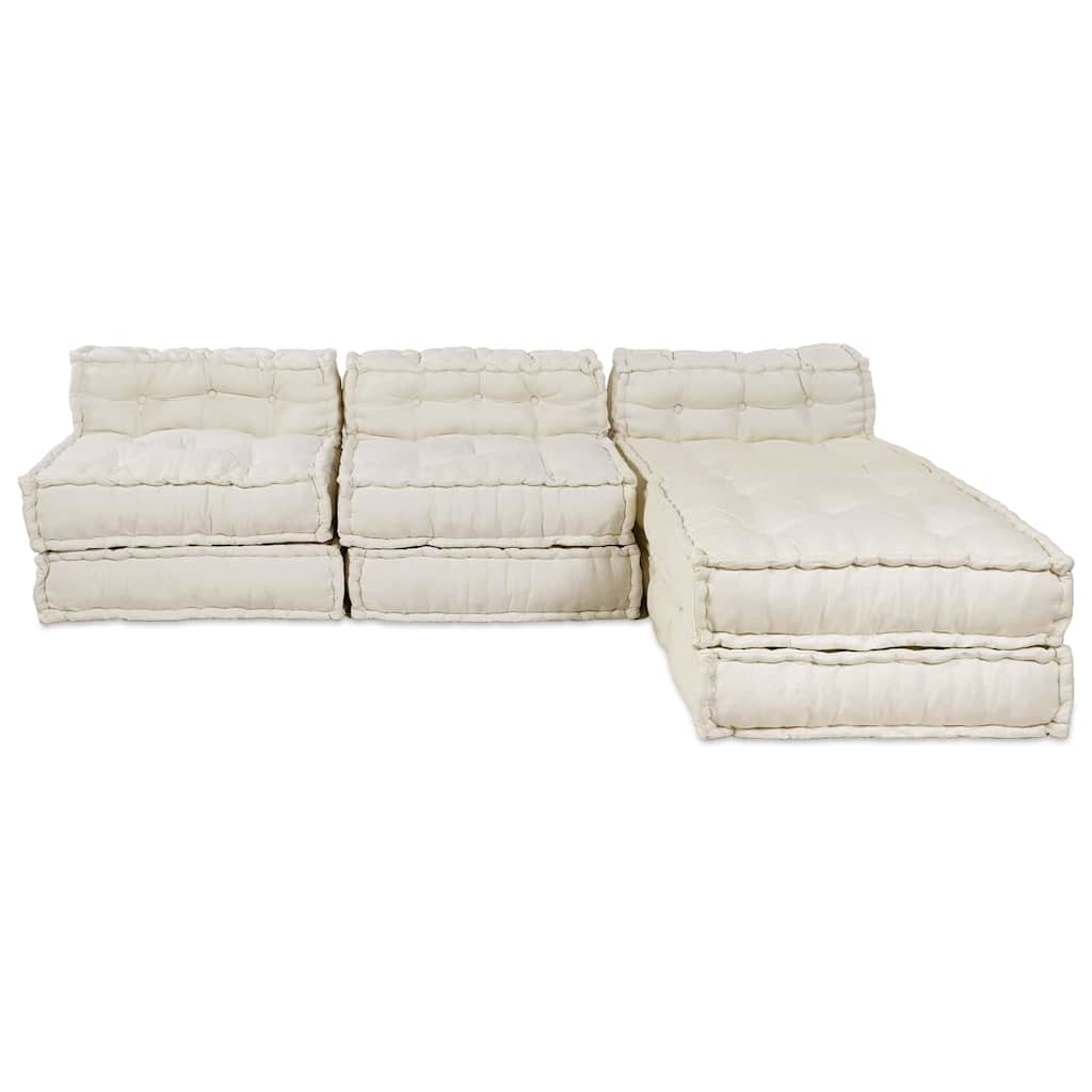Modulssofa Enhed Stof Cremefarvet 210 x 140 x 56 cm