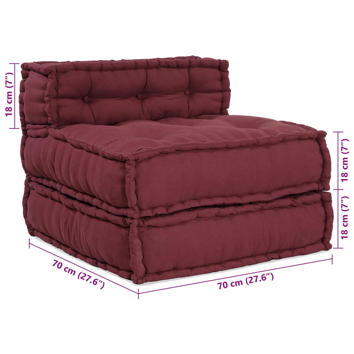 Modulssofa Enhed Stof Bordeaux 210 x 140 x 56 cm