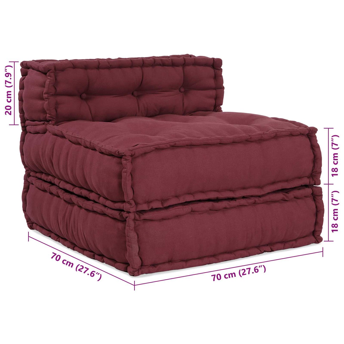 Modulssofa Enhed Stof Bordeaux 210 x 140 x 56 cm