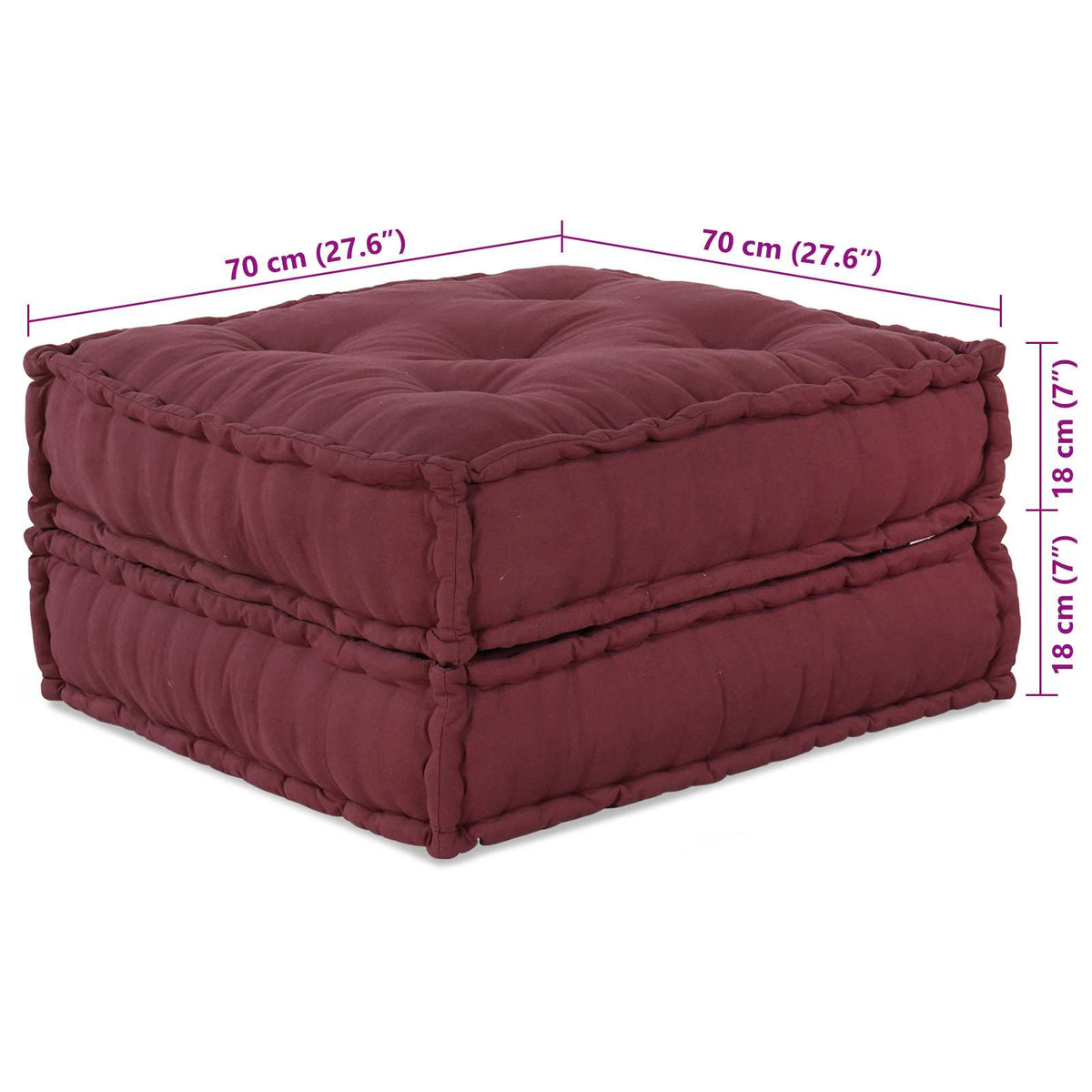 Modulssofa Enhed 2 stk. Stof Bordeaux 140 x 70 x 36 cm
