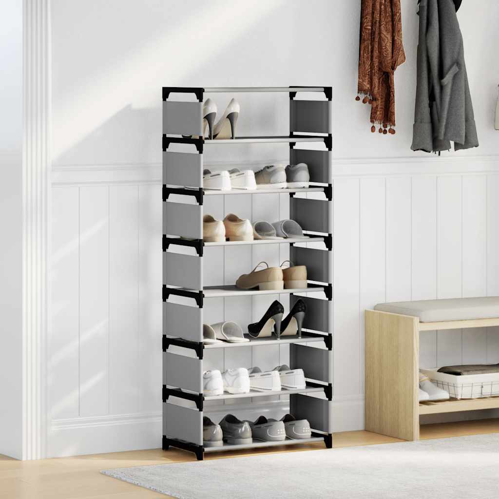 skostativ 8-etagers 54x28x124 cm ikke-vævet stof grå
