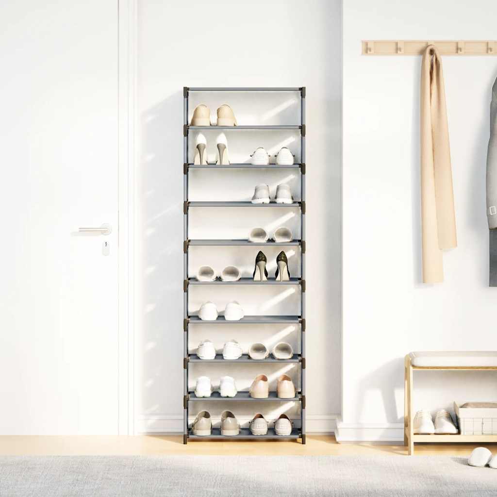 skostativ 10-etagers 54x28x158 cm ikke-vævet stof grå