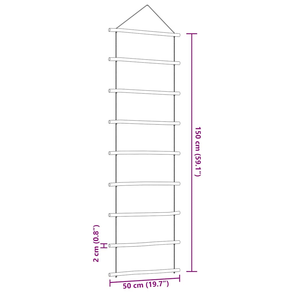 vægdekoration stigeformet 50x150 cm naturlig gren