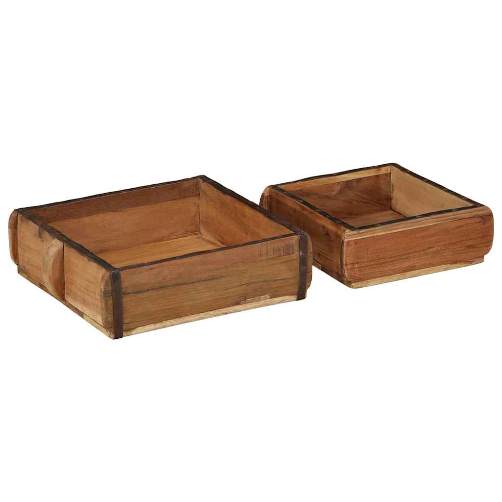 Bakke 2 stk. Brun 29 x 31 x 10 cm Solid genbrugs træ