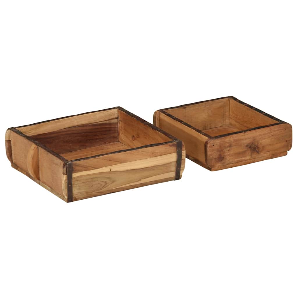 Bakke 2 stk. Brun 29 x 31 x 10 cm Solid genbrugs træ