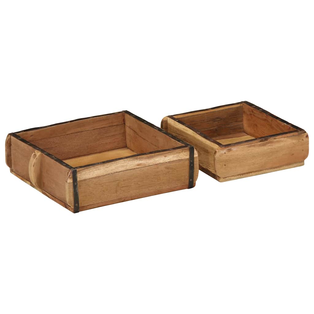 Bakke 2 stk. Brun 29 x 31 x 10 cm Solid genbrugs træ