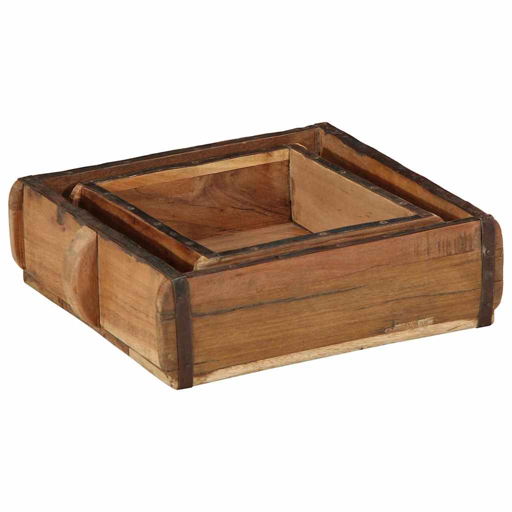 Bakke 2 stk. Brun 29 x 31 x 10 cm Solid genbrugs træ