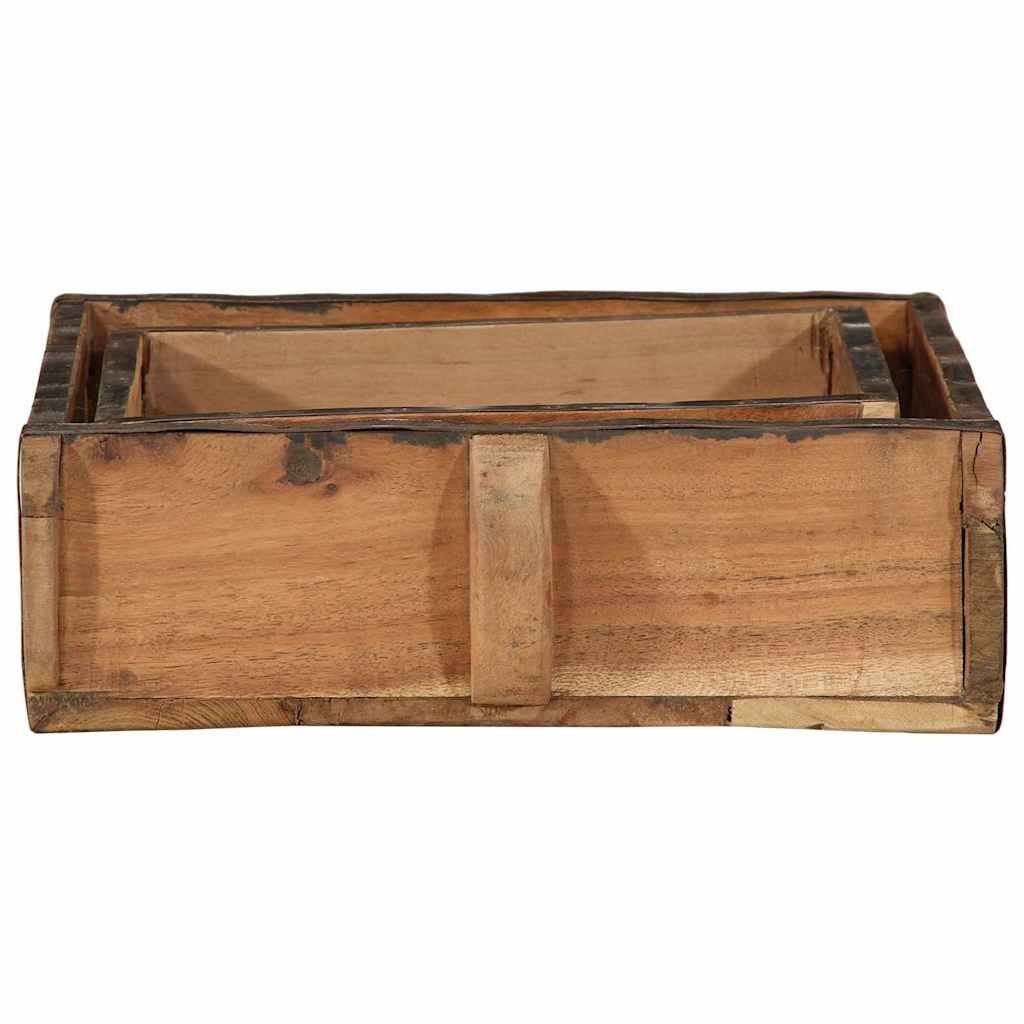 Bakke 2 stk. Brun 29 x 31 x 10 cm Solid genbrugs træ